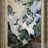 Картины из шелка "Девять журавлей у водопада"