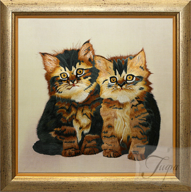 Картины из шелка "Два пушистых котенка" малая