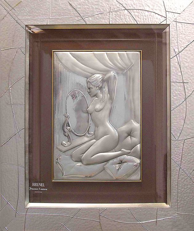 Картина из серебра «Девушка у зеркала»