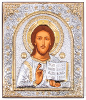 Икона Христос Спаситель (Деревянная основа, Патина, Золотой декор)