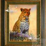  Картина вышитая шелком "Африканский леопард" ручной работы