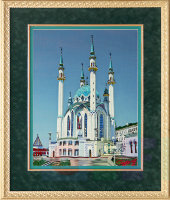 Картина вышитая шелком "Мечеть Кул Шариф" ручной работы